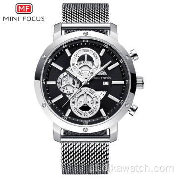 MINIFOCUS masculino luxo malha pulseira negócios quartzo relógios de alta marca esporte militar relógio de pulso homem relogio masculino 0190